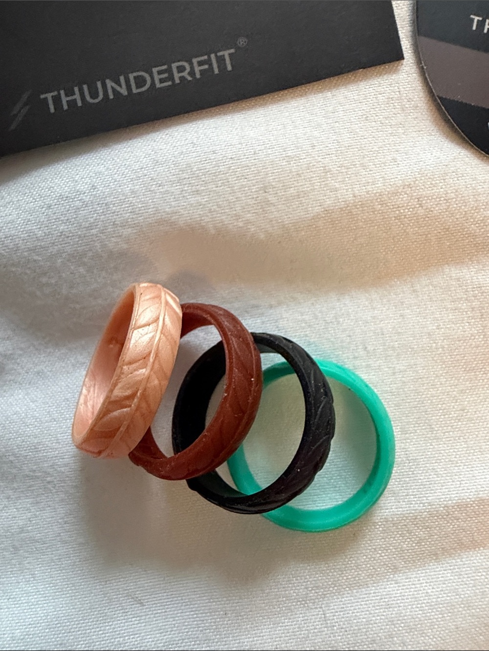 ThunderFit Silicone Stackable Rings - Peach, Brown, Black, Teal, White